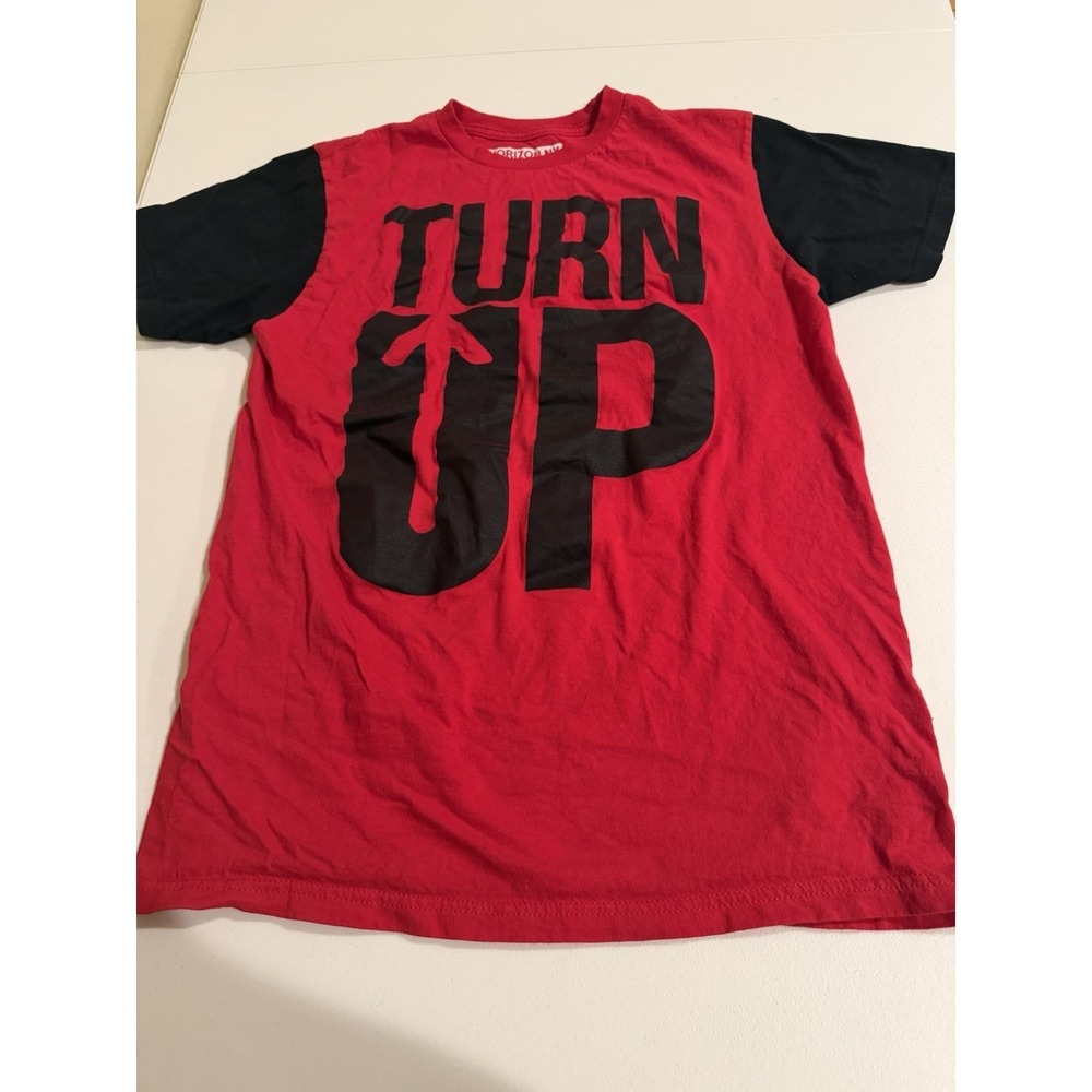 Horizon NY Turn Up Graphic T Shirt Red Black Mens Medium Streetwear Tee